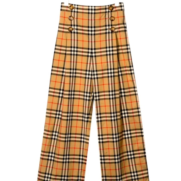 Burberry Youth Girls Sz Wide-leg Flare Classic Nova Check Sailor
